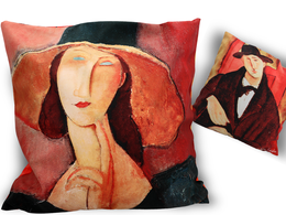 Poduszka z wypełnieniem/suwak - A. Modigliani, Kobieta w kapeluszu i Mario Varvogli (CARMANI)