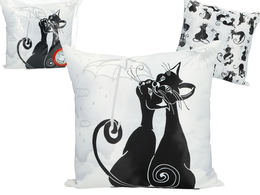 Pillow with filling/zip - Crazy cats, Cats under an umbrella (white background, CARMANI)