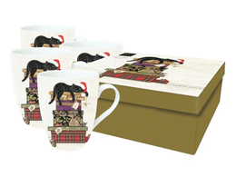 Set of 4 mugs - Bug Art Cat