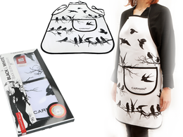 Kitchen apron - Black & White, Birds (CARMANI)
