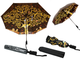 Parasol automatyczny, składany - G. Klimt, Drzewo życia (dekoracja pod spodem) (CARMANI)