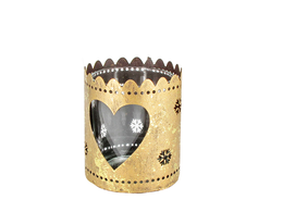 Christmas golden tealight holder - Heart (metalwork)