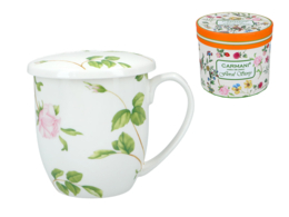 A mug with a strainer and a lid (Carmani)