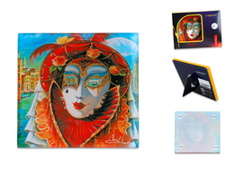 Glass coaster - A. Levin, Venetian mask IV (CARMANI)