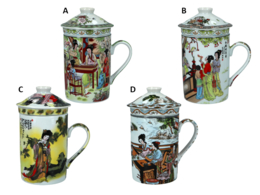 Mug with infuser and lid - Geisha (pattern to choose)