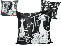 Pillow with filling/zip - Crazy cats, Cats family (CARMANI)