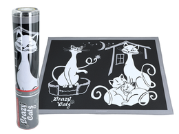 Placemat - Crazy Cats, Cat family, black background (CARMANI)