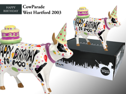 CowParade West Hartford 2003, Happy Birthday, autor: Juan Andreu & Mike Dowdall.