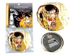 Magnetic bottle opener - G. Klimt, The Kiss, creame background (CARMANI)