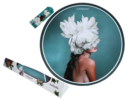 Round table pad - flowers on the head, turquoise (CARMANI)