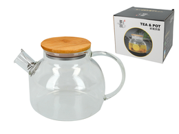Glass teapot with bamboo lid