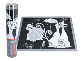 Placemat - Crazy Cats, Cats under the umbrella, black background (CARMANI)