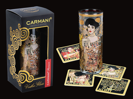 Shot glass - G. Klimt, Adele Bloch Bauer I + set of 4 cork pads (CARMANI)