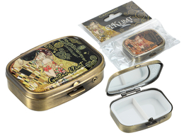 Puzderko na tabletki, prostokątne z lusterkiem - G. Klimt, Pocałunek (CARMANI)