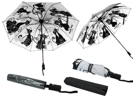 Folding umbrella, automatic - Crazy Cats (design inside, CARMANI)