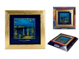 Glass Paintings - V. van Gogh, Starry Night Over the Rhone, gold frame (CARMANI)