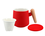 Mug with ceramic strainer and lid, red
