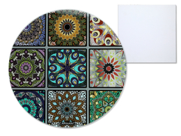 Glass cutting board, round - Mosaic design (CARMANI)