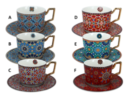 Taza y platillo (mezcla de 6 colores)