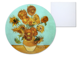 Deska szklana, okrągła - V. van Gogh, Słoneczniki (CARMANI)