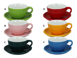 Taza y platillo (mezcla de 6 colores)