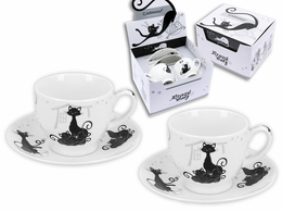 Juego de dos tazas y platillos de espresso - Cat World (CARMANI)