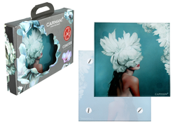 Podkładka szklana - L. Lozano, Kwiaty na głowie, turkus (CARMANI)