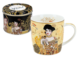 Mug in a tin - G. Klimt, Adela, cream background (CARMANI)