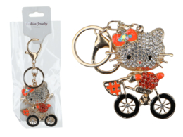 Keychain - Cat on a bicycle