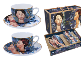 Set of 2 cups and saucers - A. Modigliani, Lunia Czechowska and Leopold Zborowski (CARMANI)