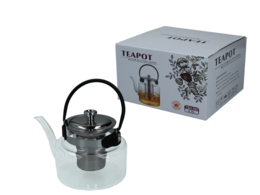 Glass kettle with a strainer