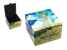 Szkatułka szklana na biżuterię - C. Monet, Kobieta z Parasolem (CARMANI)