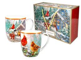 Set 2 Christmas mugs - Winter birds (CARMANI)