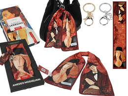 Satin scarf keychain - A. Modigliani, Woman in a hat and Mario Varvogli (CARMANI)