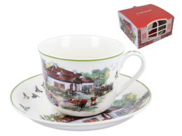 Cup + saucer - White house (CARMANI)