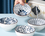 Set of 4 white & blue bowls
